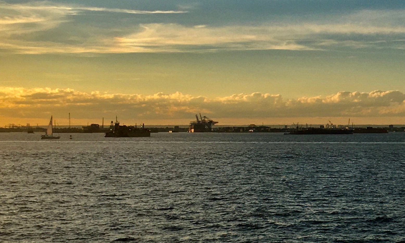 Cape Liberty Cruise Port seen across New York Harbor