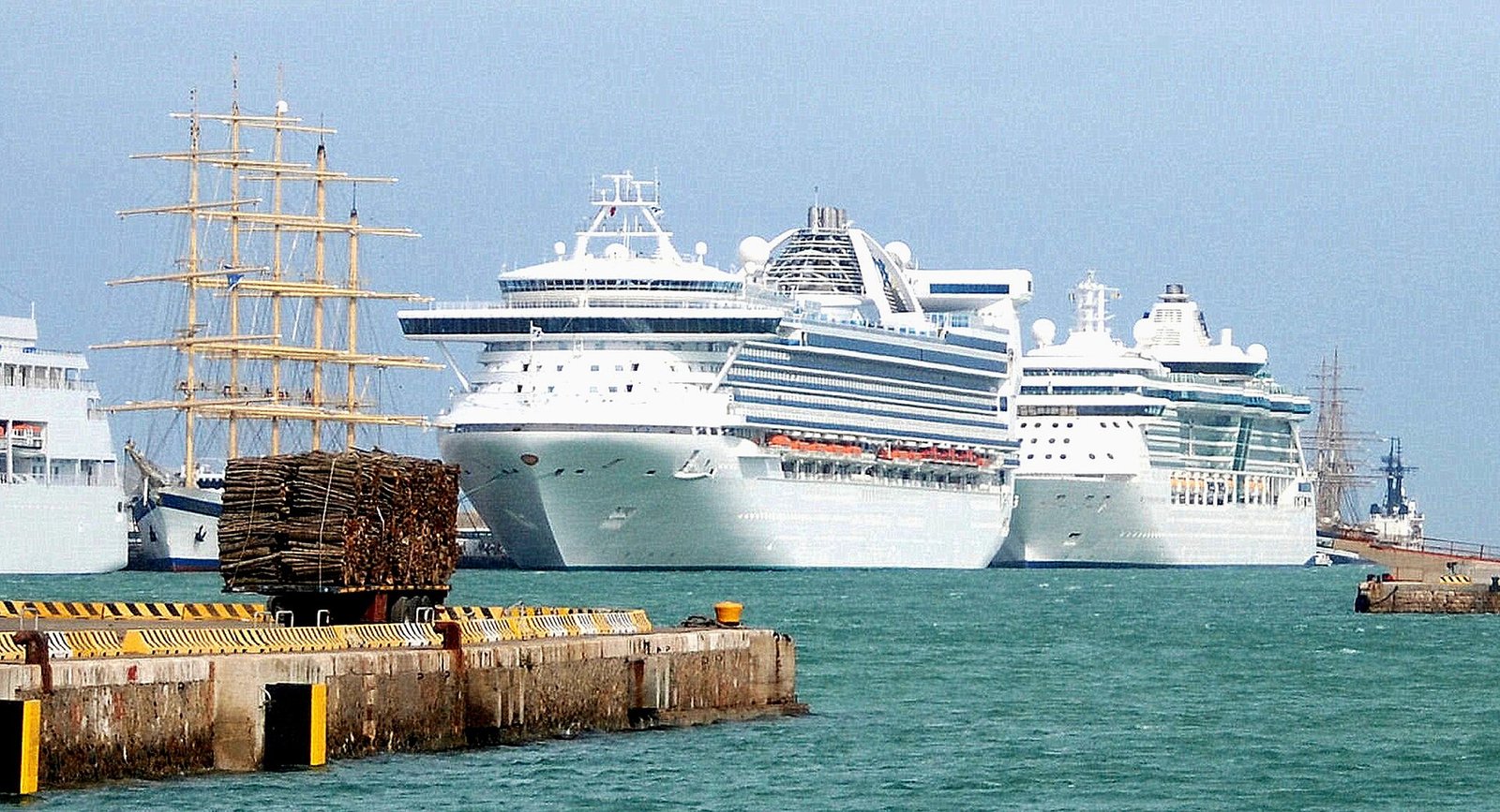 Cruise ships docked at Civitavecchia port