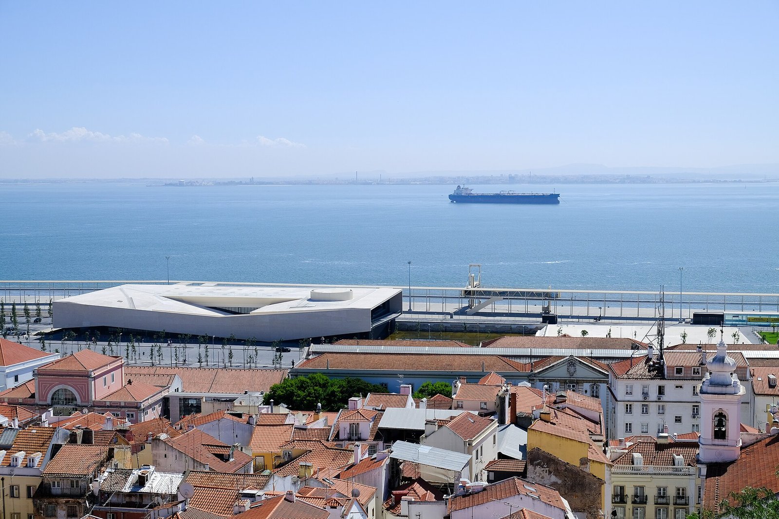 Lisbon city view with the cruise terminal on the Tagus waterfront