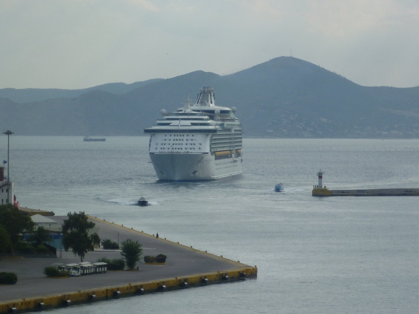 Cruise ship entering the port of Piraeus near Athens
