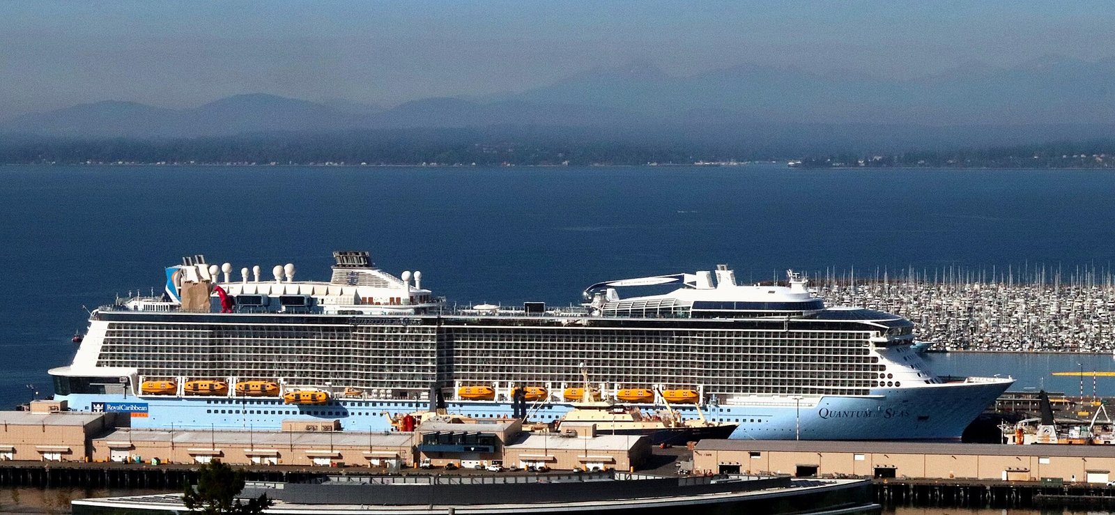 Cruise ship at Seattle Pier 91 near Magnolia