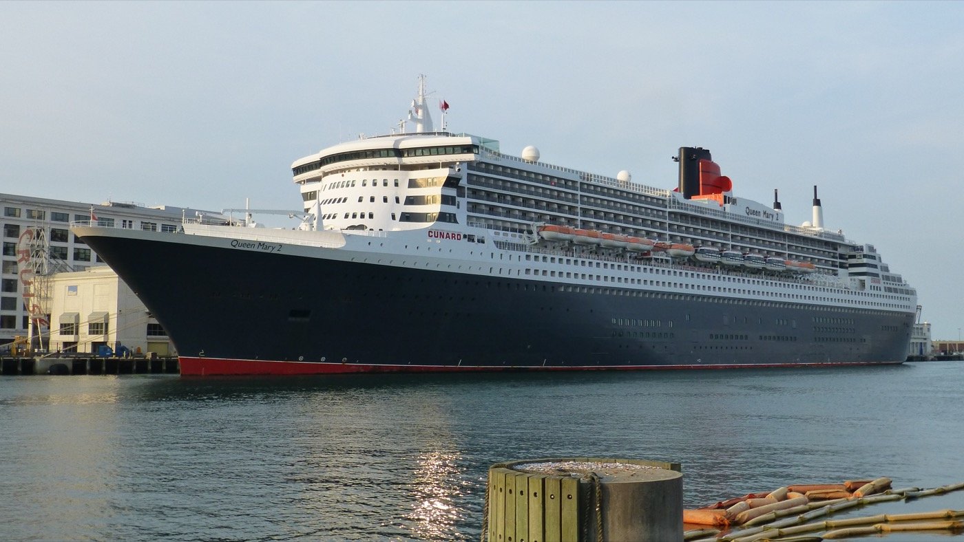 Queen Mary 2 ocean liner in port
