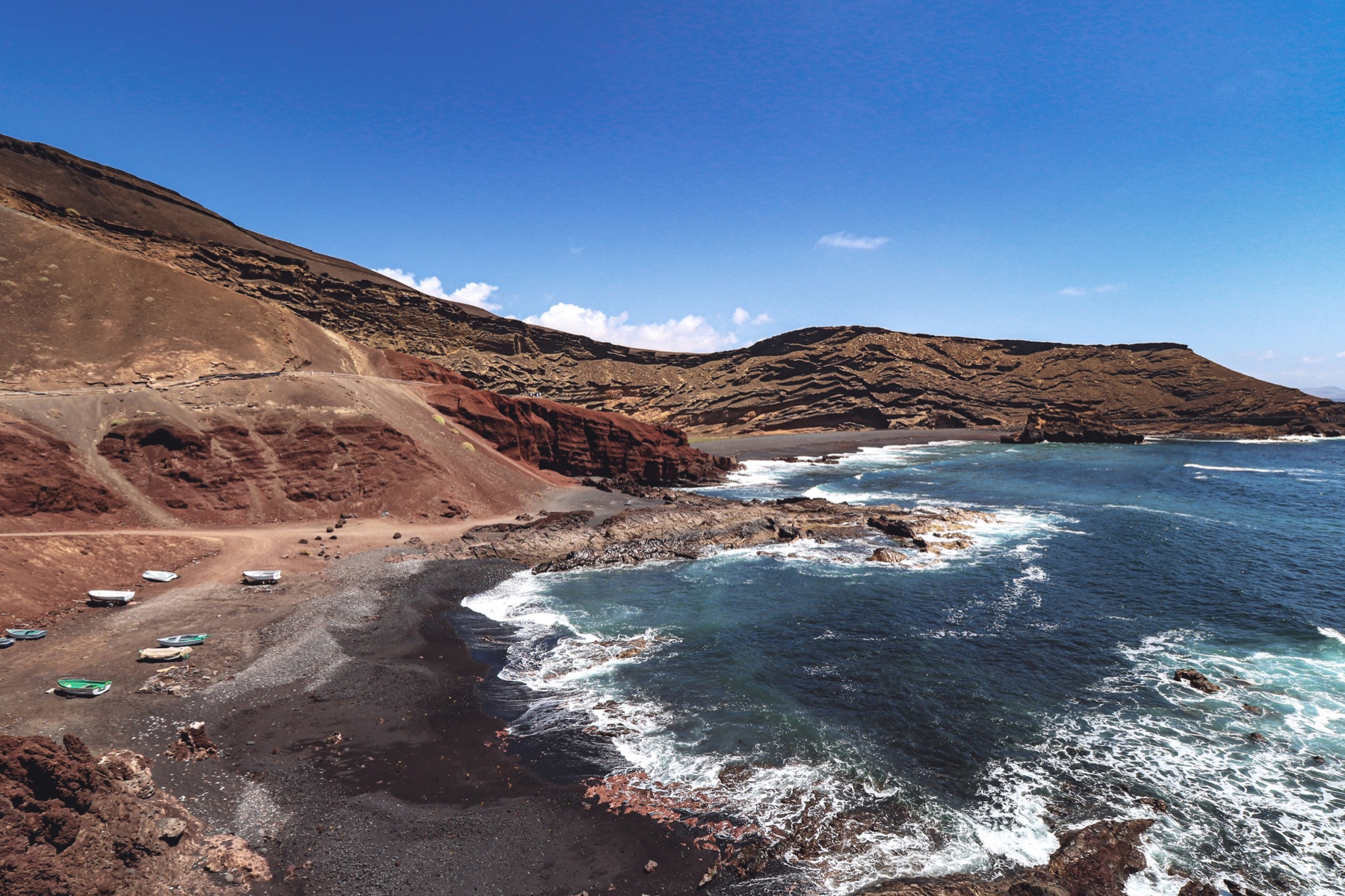 Lanzarote beach and mountain coastline in the Canary Islands