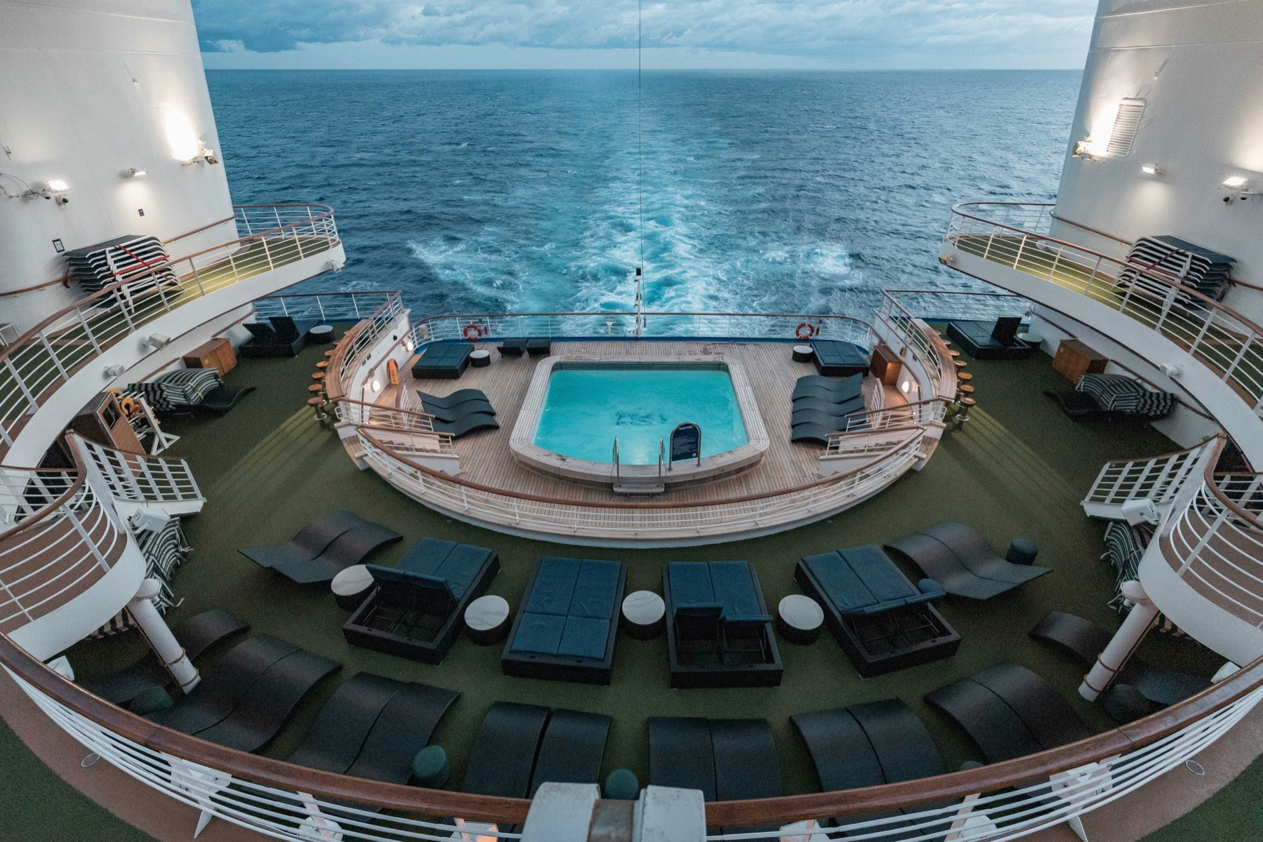 Swimming pool on the deck of a large cruise ship