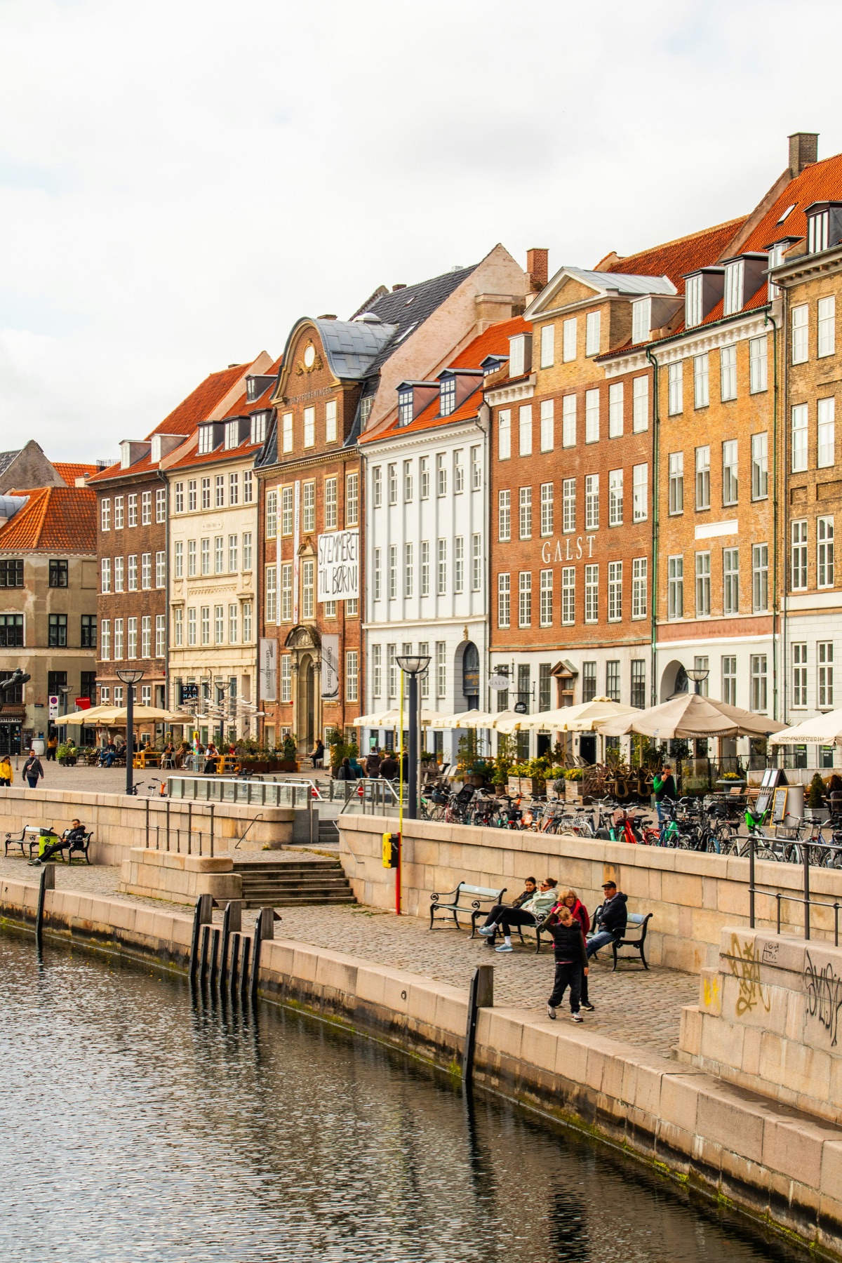 Colourful buildings beside a Copenhagen canal
