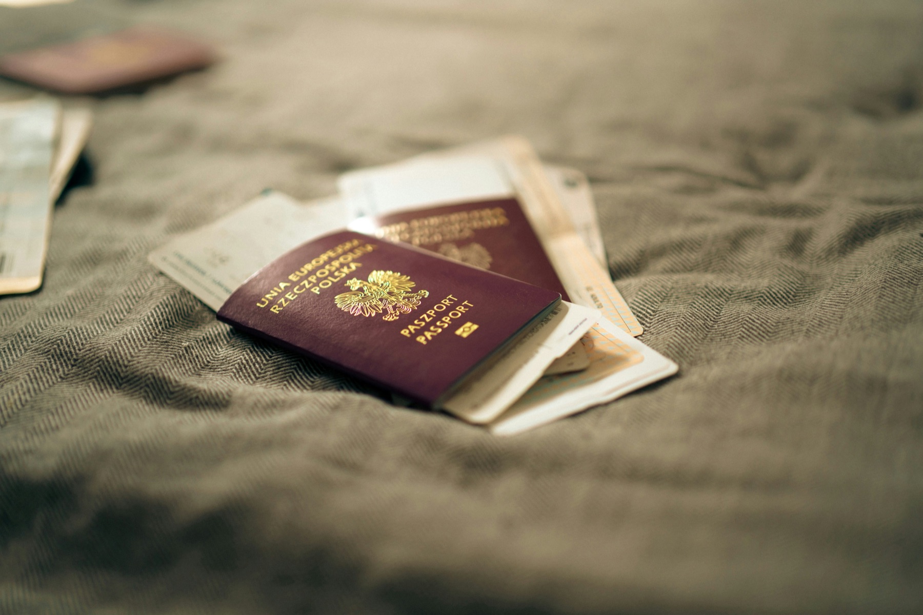Passports and boarding documents prepared for travel
